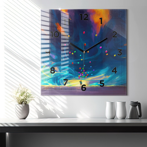 Pendule carrée en verre Bébé et ballons