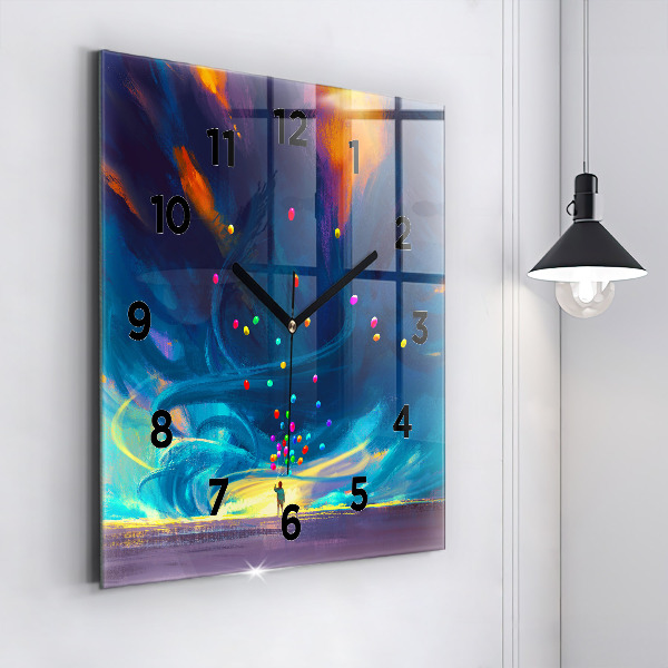 Pendule carrée en verre Bébé et ballons