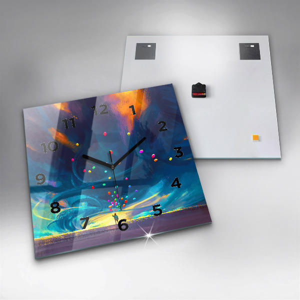 Pendule carrée en verre Bébé et ballons