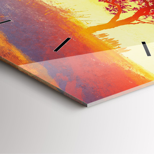 Pendule carrée en verre 'Paysage d''automne'