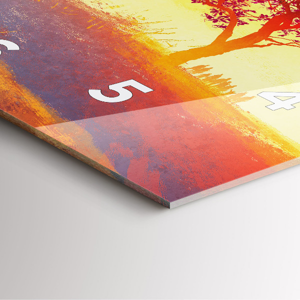 Pendule carrée en verre 'Paysage d''automne'