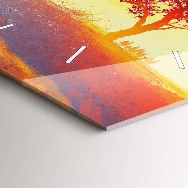 Pendule carrée en verre 'Paysage d''automne'