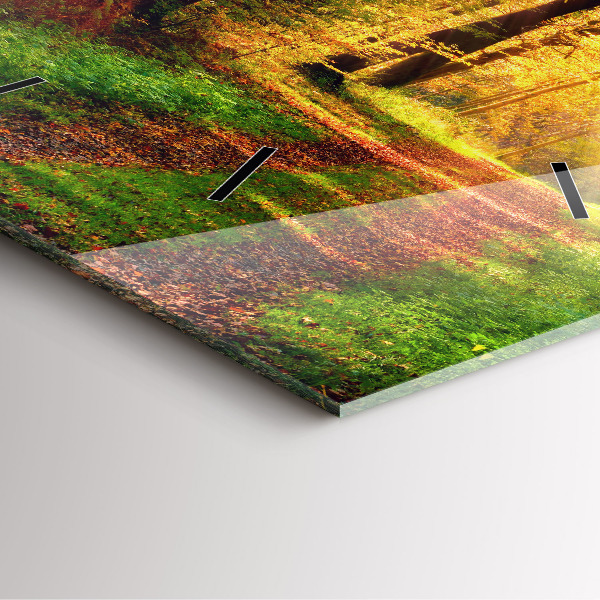 Pendule carrée en verre 'Paysage de forêt d''automne'