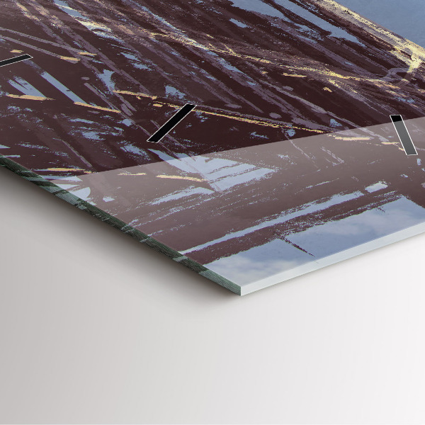 Pendule carrée en verre Ange, pont et vélo