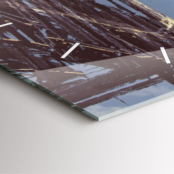 Pendule carrée en verre Ange, pont et vélo