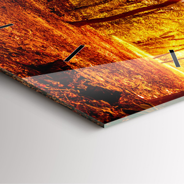 Pendule carrée en verre Paysage forestier au soleil