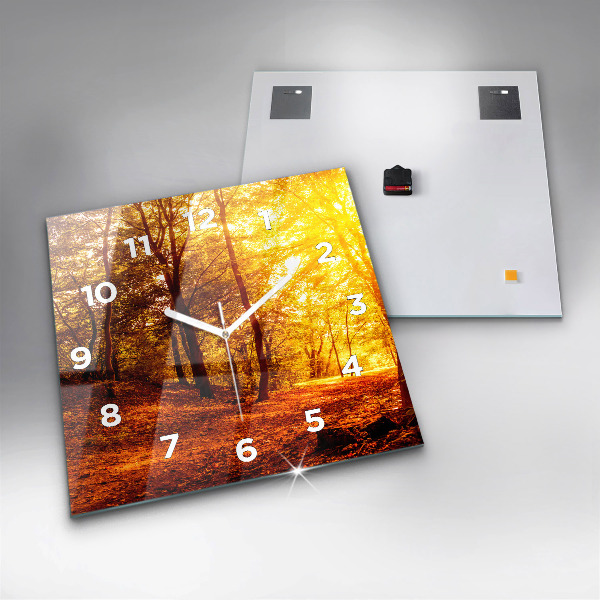 Pendule carrée en verre Paysage forestier au soleil