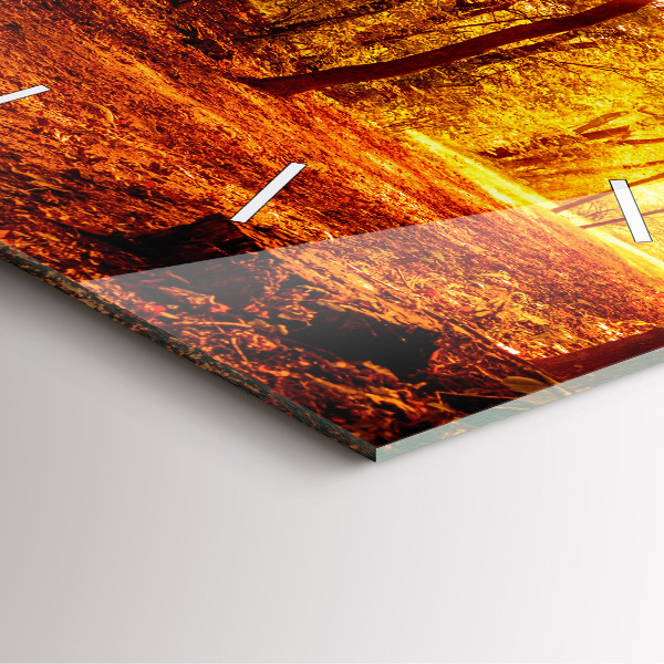 Pendule carrée en verre Paysage forestier au soleil