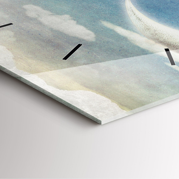 Pendule carrée en verre Fille sur la lune