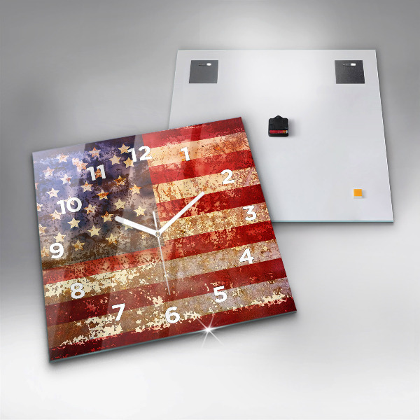 Pendule carrée en verre Drapeau américain vintage