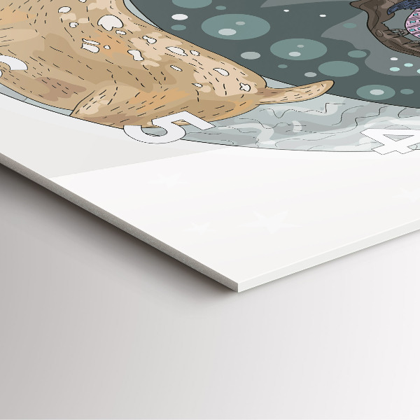 Pendule carrée en verre Les animaux nocturnes et la lune