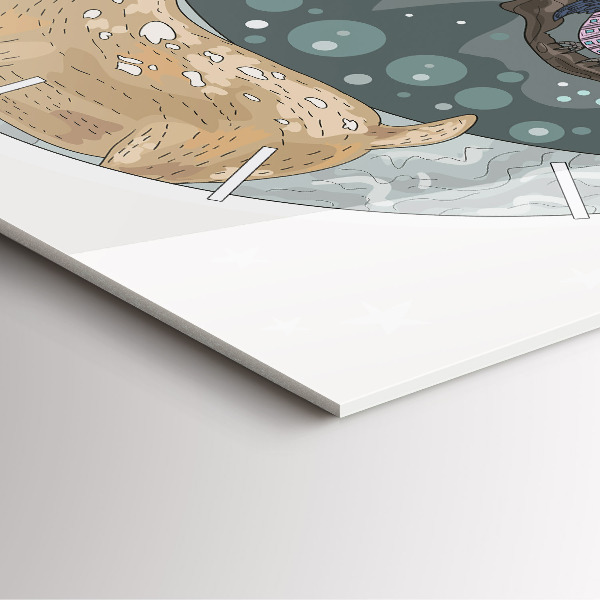 Pendule carrée en verre Les animaux nocturnes et la lune