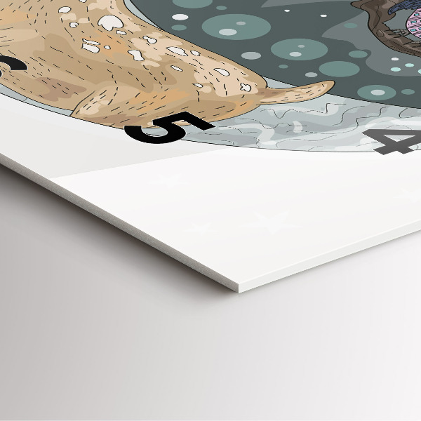 Pendule carrée en verre Les animaux nocturnes et la lune