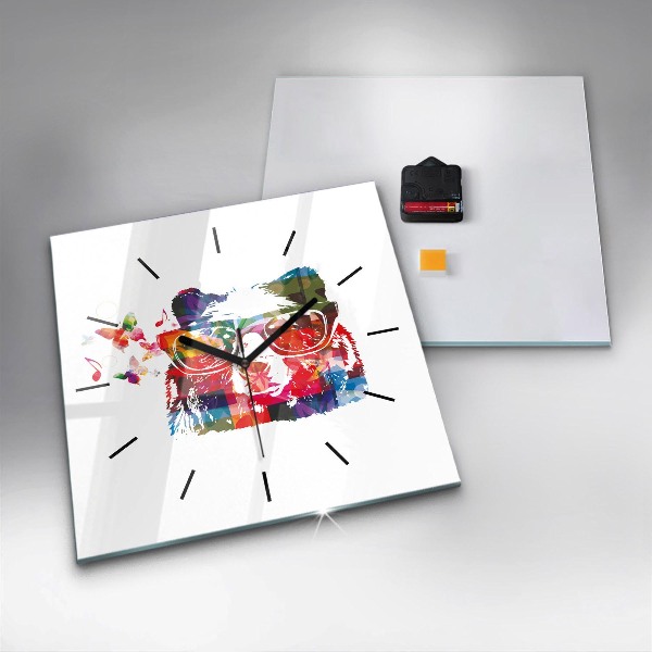 Pendule carrée en verre 'Tête d''ours'