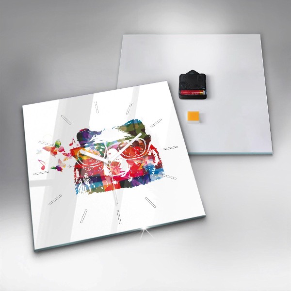 Pendule carrée en verre 'Tête d''ours'