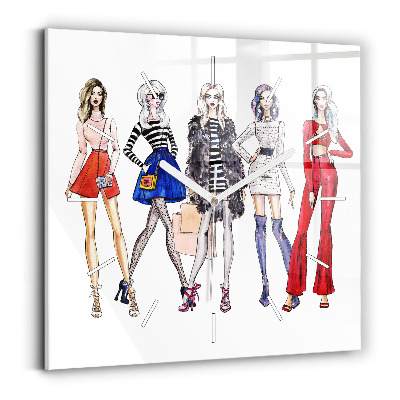 Pendule carrée en verre Filles à la mode