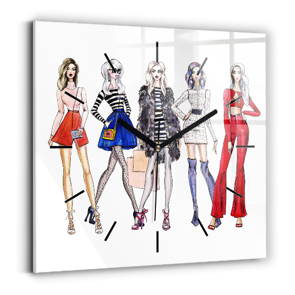 Pendule carrée en verre Filles à la mode