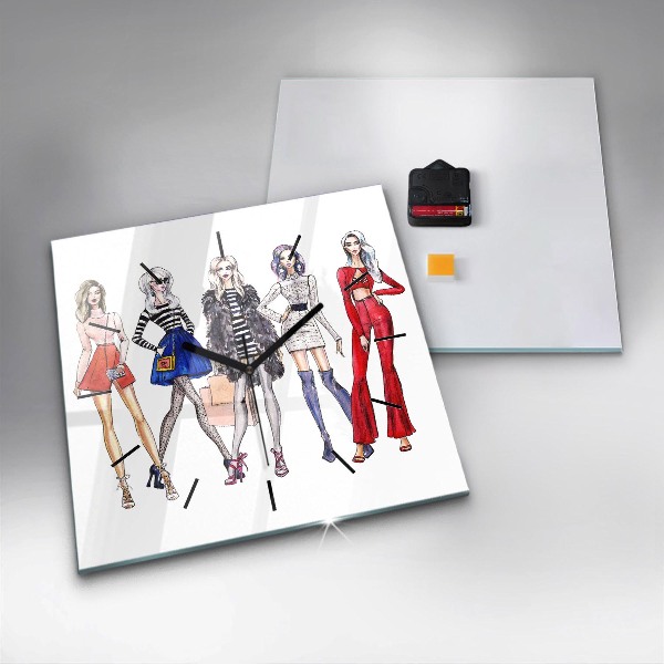 Pendule carrée en verre Filles à la mode