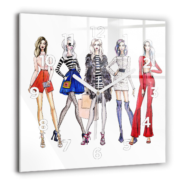 Pendule carrée en verre Filles à la mode