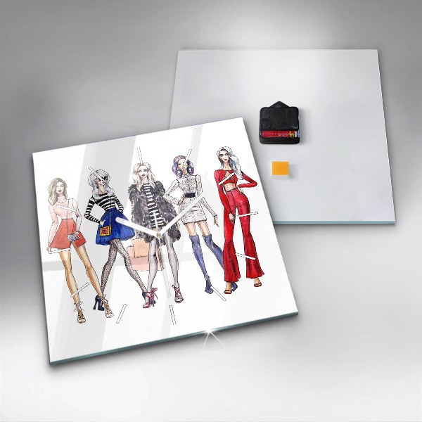 Pendule carrée en verre Filles à la mode