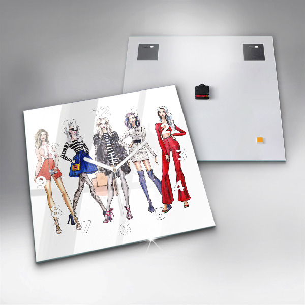 Pendule carrée en verre Filles à la mode