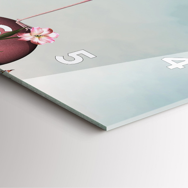 Pendule carrée en verre Flamant rose surréaliste