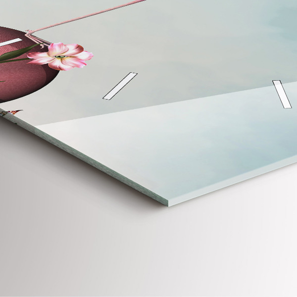 Pendule carrée en verre Flamant rose surréaliste