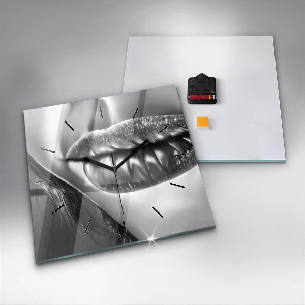 Horloge murale carrée Les lèvres de la femme