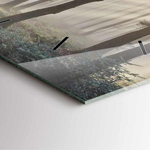 Pendule carrée en verre Forêt dans le brouillard