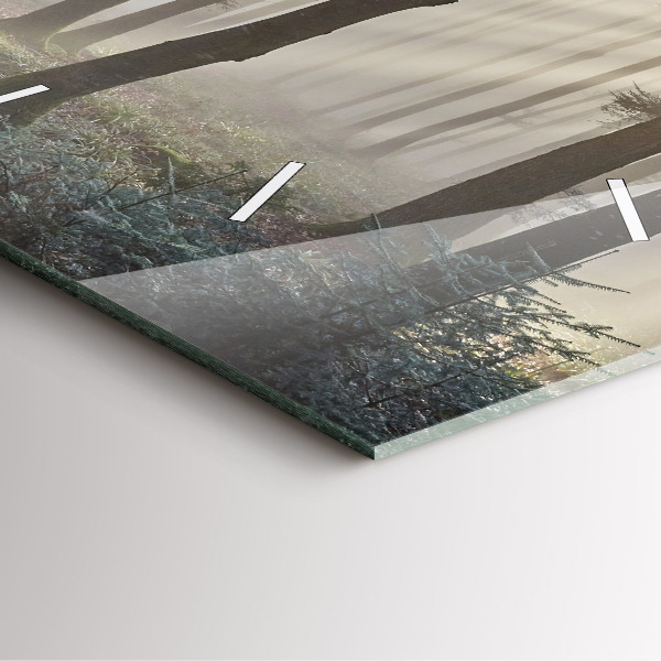 Pendule carrée en verre Forêt dans le brouillard