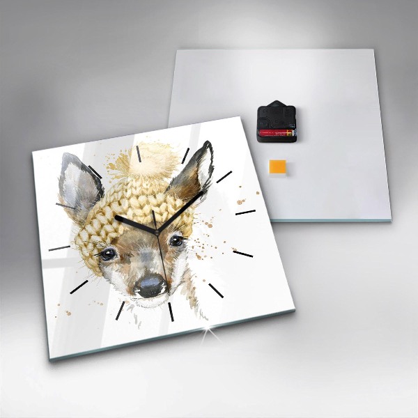 Pendule carrée en verre Un cerf