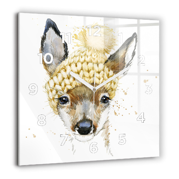 Pendule carrée en verre Un cerf