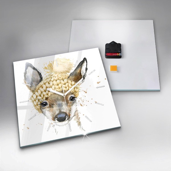 Pendule carrée en verre Un cerf