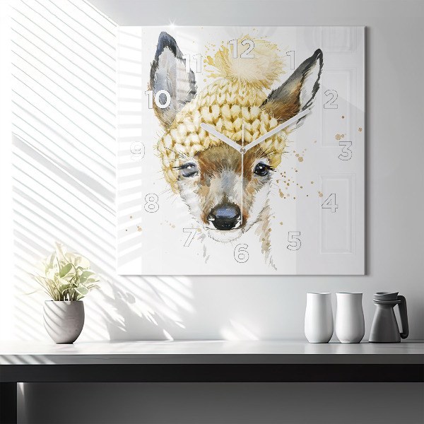 Pendule carrée en verre Un cerf