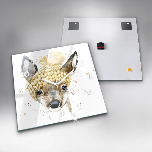 Pendule carrée en verre Un cerf