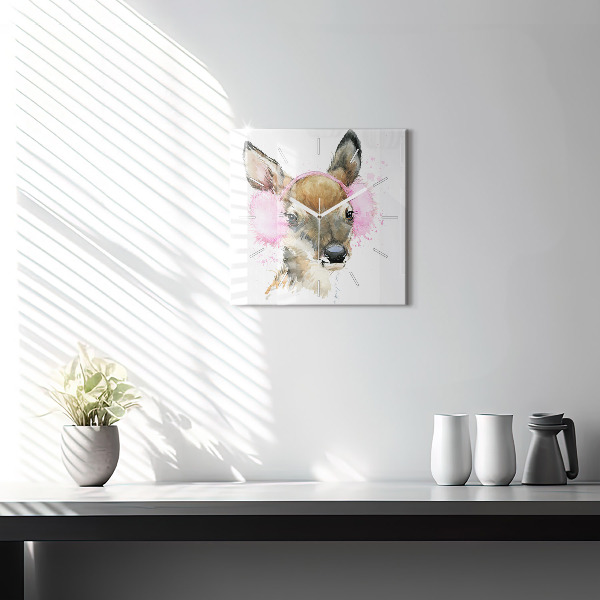 Pendule carrée en verre Cerf des forêts