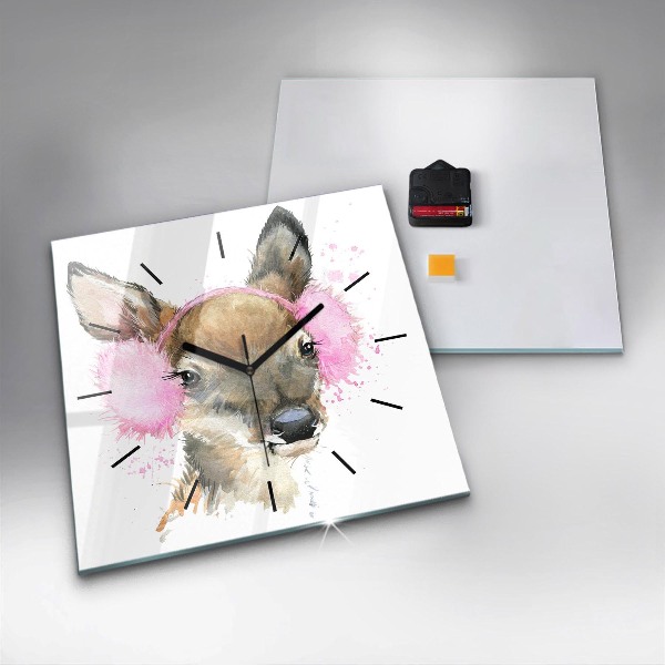 Pendule carrée en verre Cerf des forêts