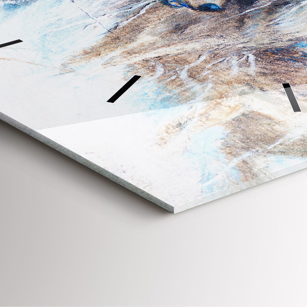 Pendule carrée en verre Les loups dans la forêt