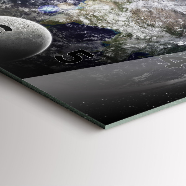 Horloge murale carrée Terre Lune Soleil