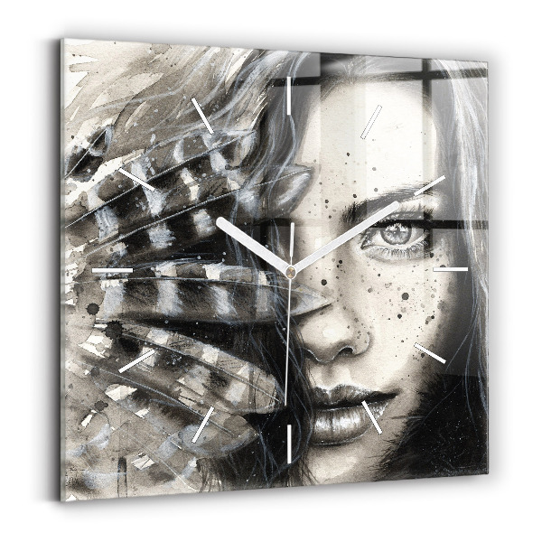 Horloge murale carrée Portrait peint