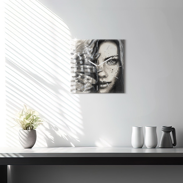 Horloge murale carrée Portrait peint