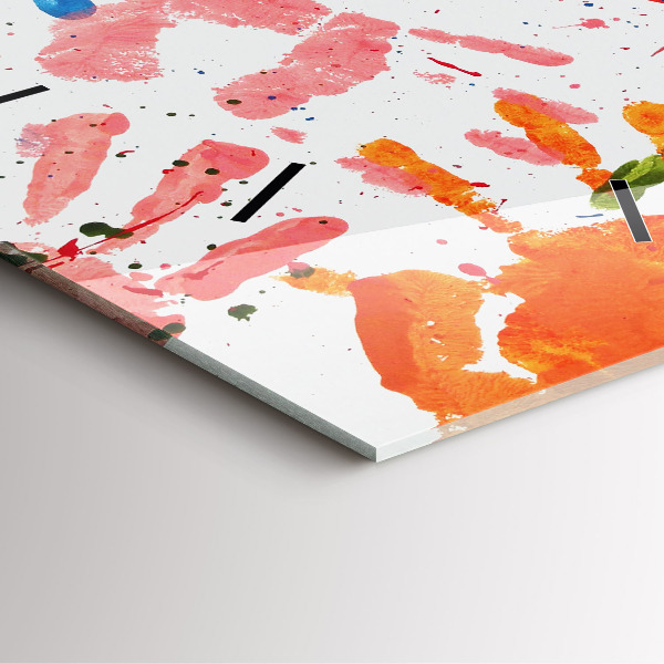 Horloge murale carrée 'Empreintes de mains d''enfants'