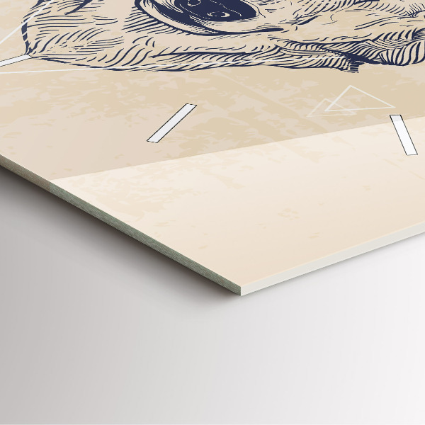 Horloge murale carrée Tête de loup