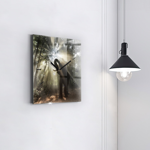 Horloge murale carrée Éléphant dans la jungle