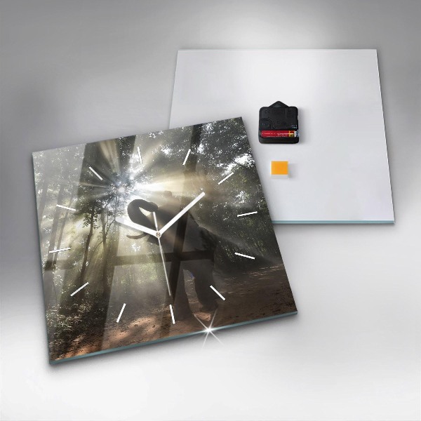 Horloge murale carrée Éléphant dans la jungle