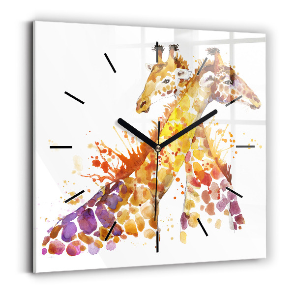 Horloge murale carrée Girafe - aquarelle