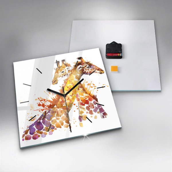 Horloge murale carrée Girafe - aquarelle