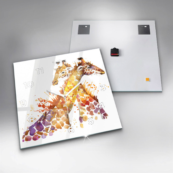 Horloge murale carrée Girafe - aquarelle