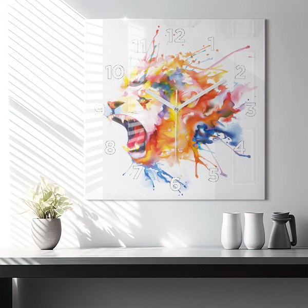 Horloge murale carrée Lion - aquarelle