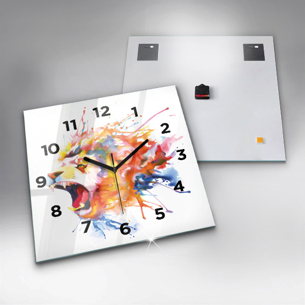 Horloge murale carrée Lion - aquarelle